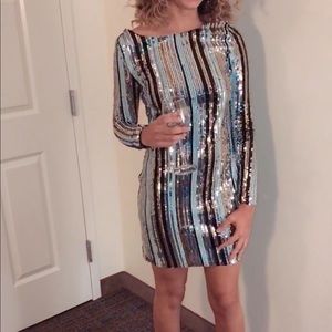Striped Sequin Bodycon Dress
